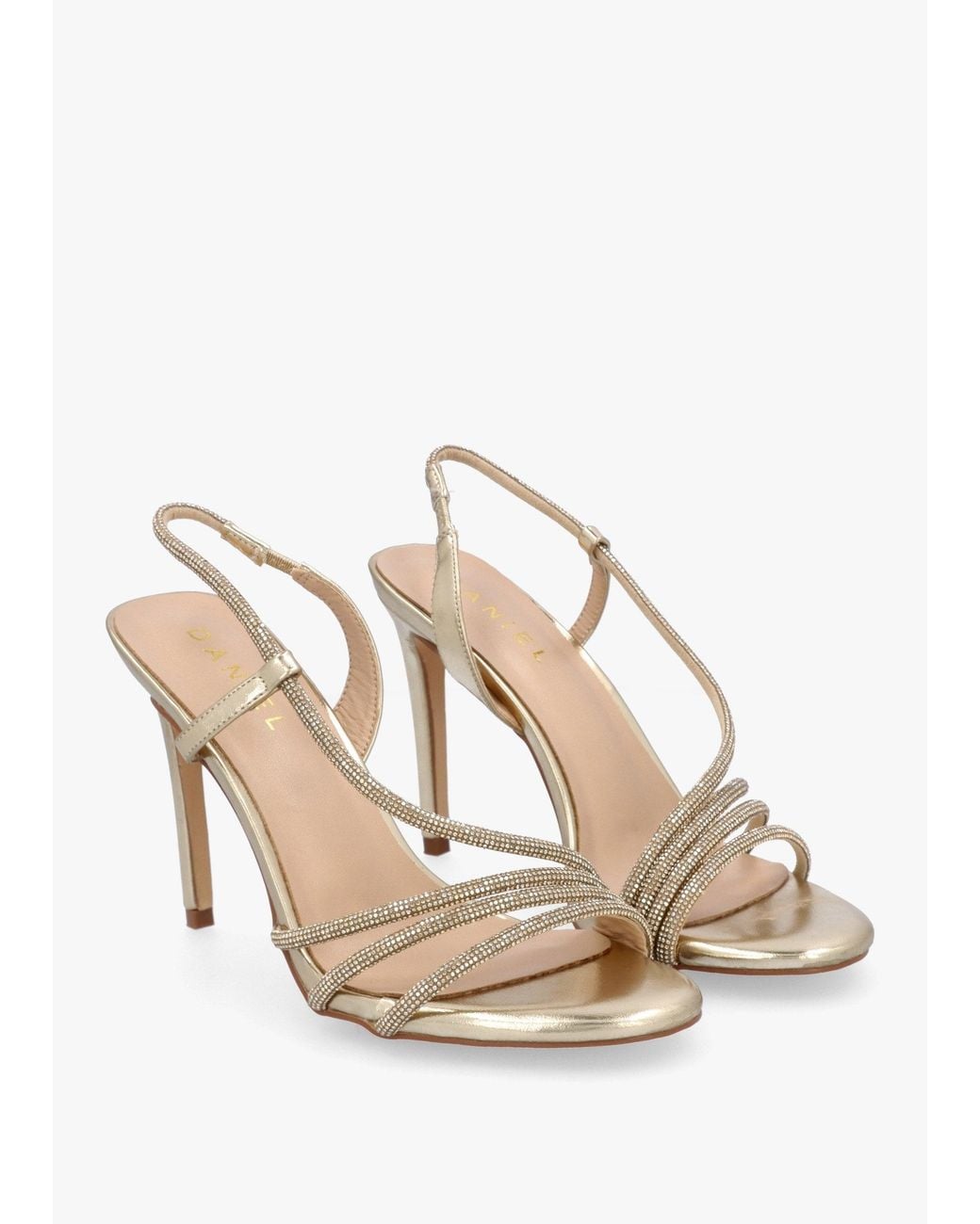 Daniel White Ichelly Metallic Diamante Strap High Heel Sandals