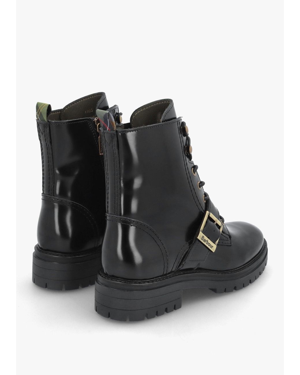 Barbour Black Ouseburne Glace Leather Biker Boots