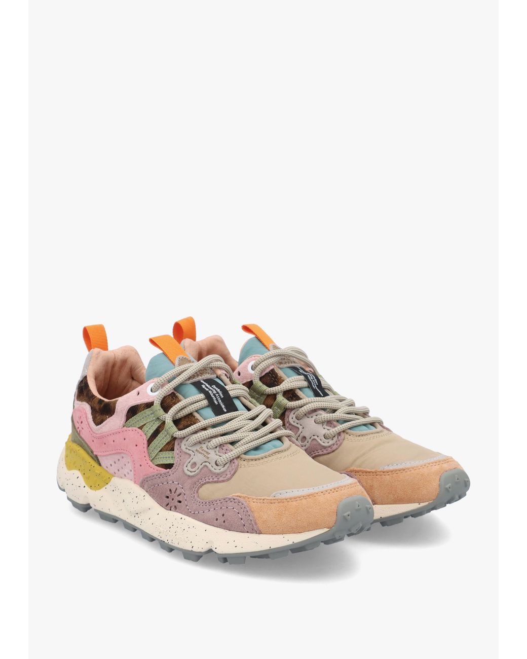 Flower Mountain Pink Yamano 3 Light Mustard Cipria Suede & Nylon Trainers