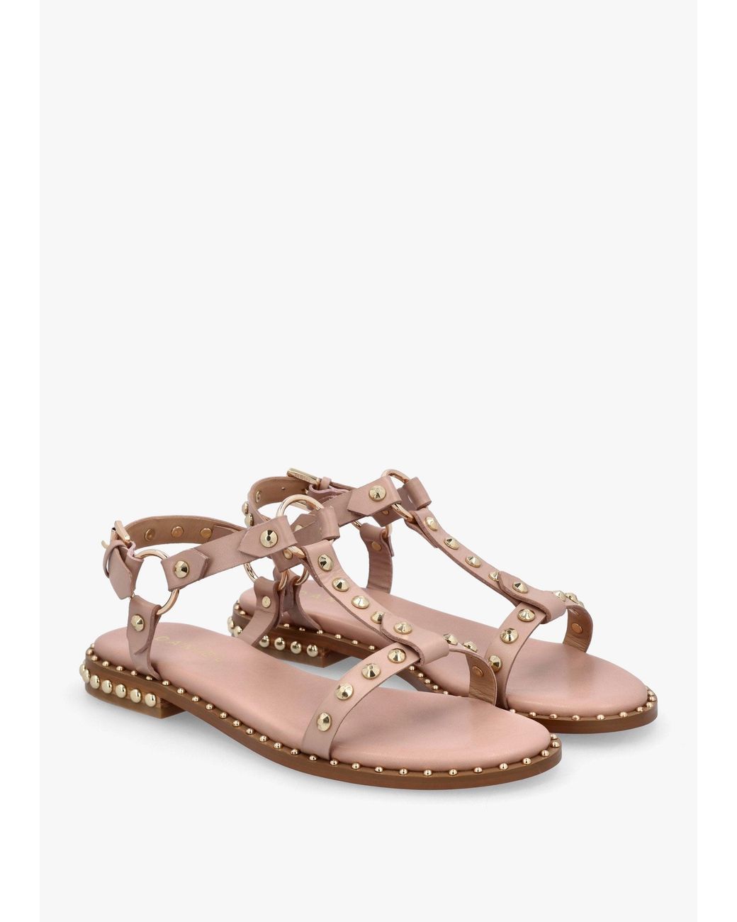Daniel Natural Everlast Nude Leather T Bar Studded Sandals
