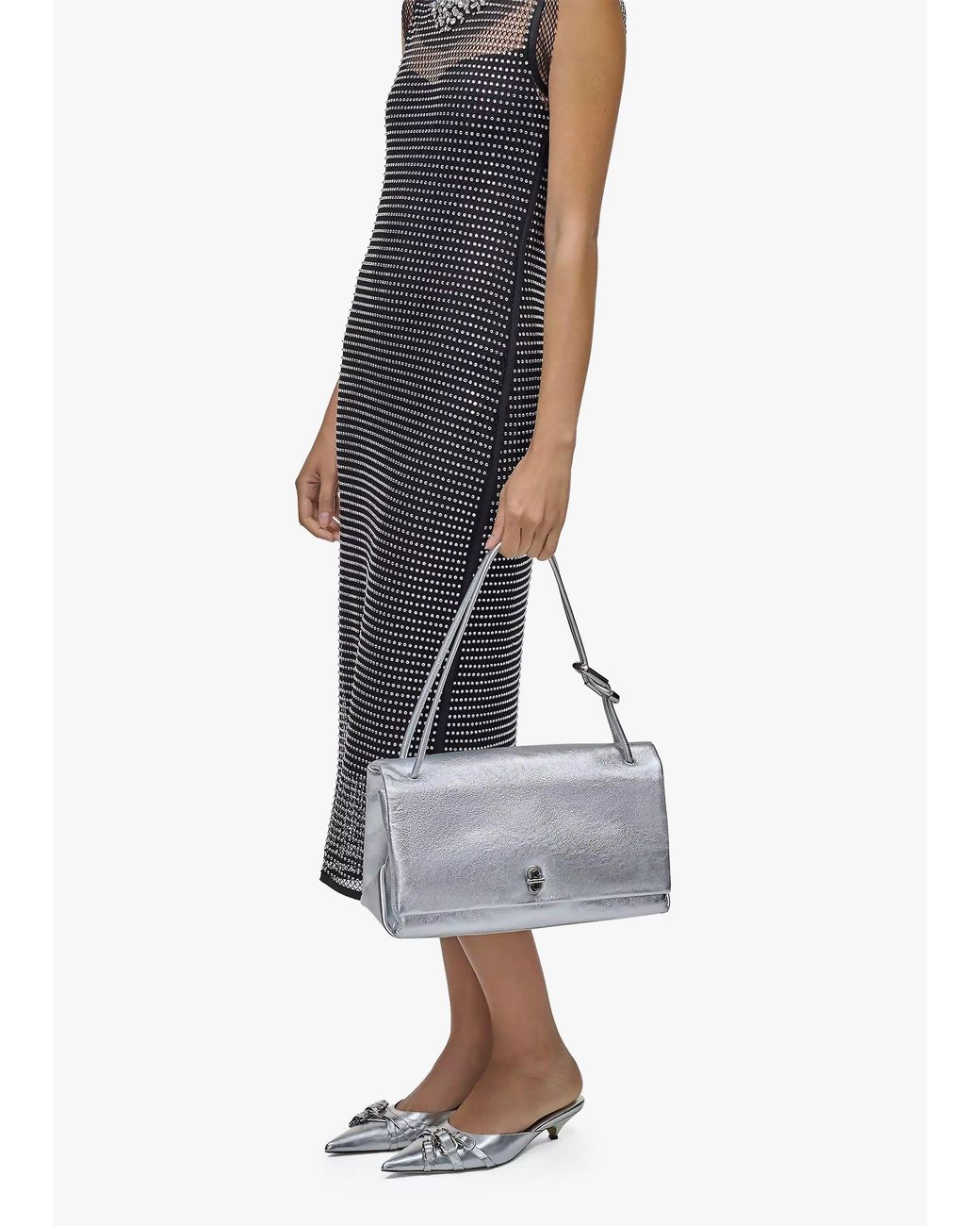 Marc Jacobs White The Metallic Large Dual Shoulder Bag