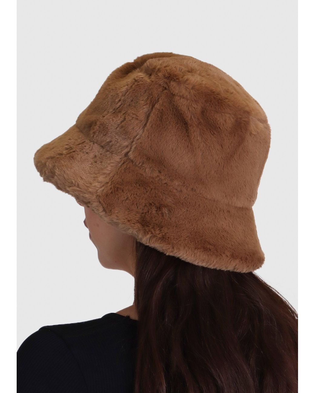 Oakwood Brown Bobland Tan Faux Fur Bucket Hat