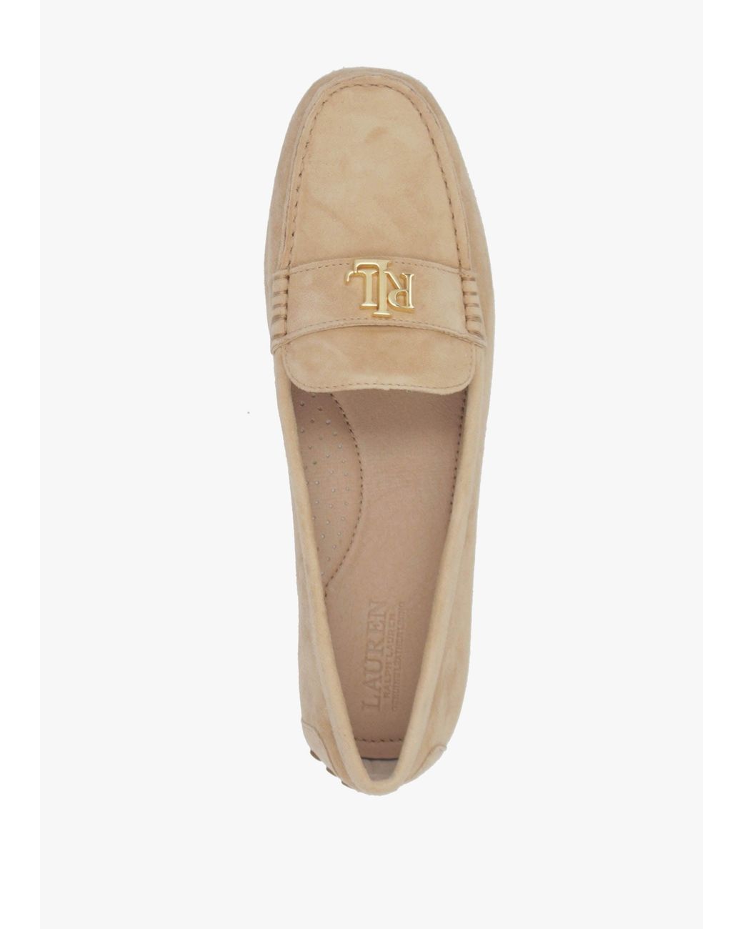 Ralph Lauren White Barnsbury Buff Suede Loafers