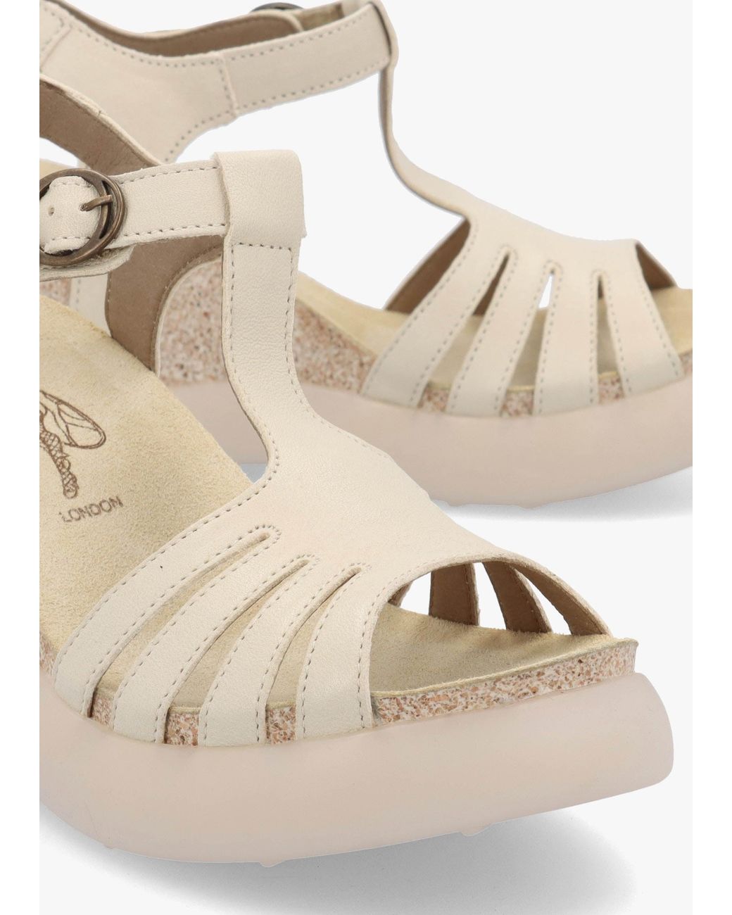 Fly London Natural Gait T Bar Wedge Sandals