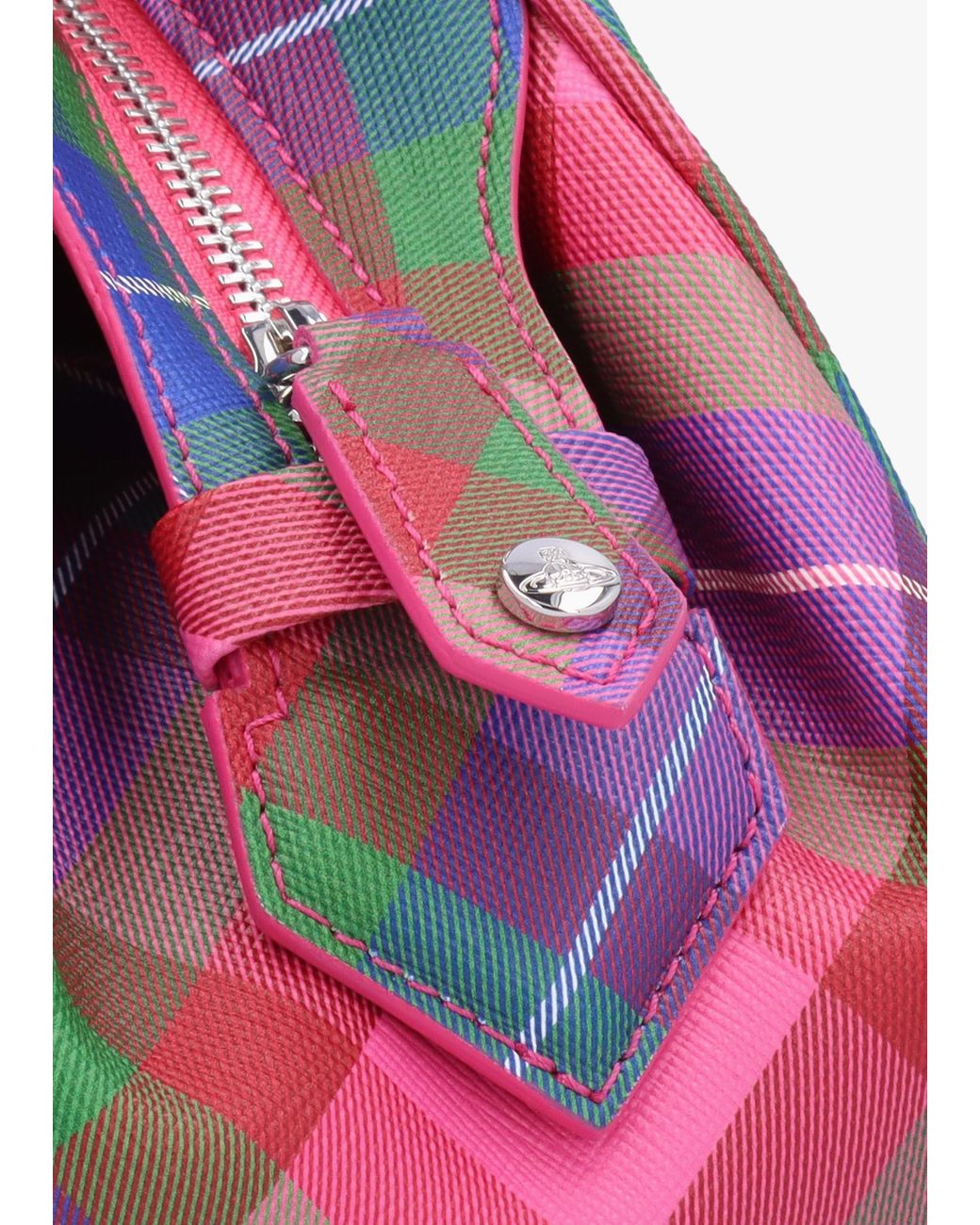 トートバッグ Vivienne Westwood Mini Yasmin Tote Bag Candy Tartan 5C010006 Vivienne Westwood Yasmine Medium Candy Tartan Tote Bag in