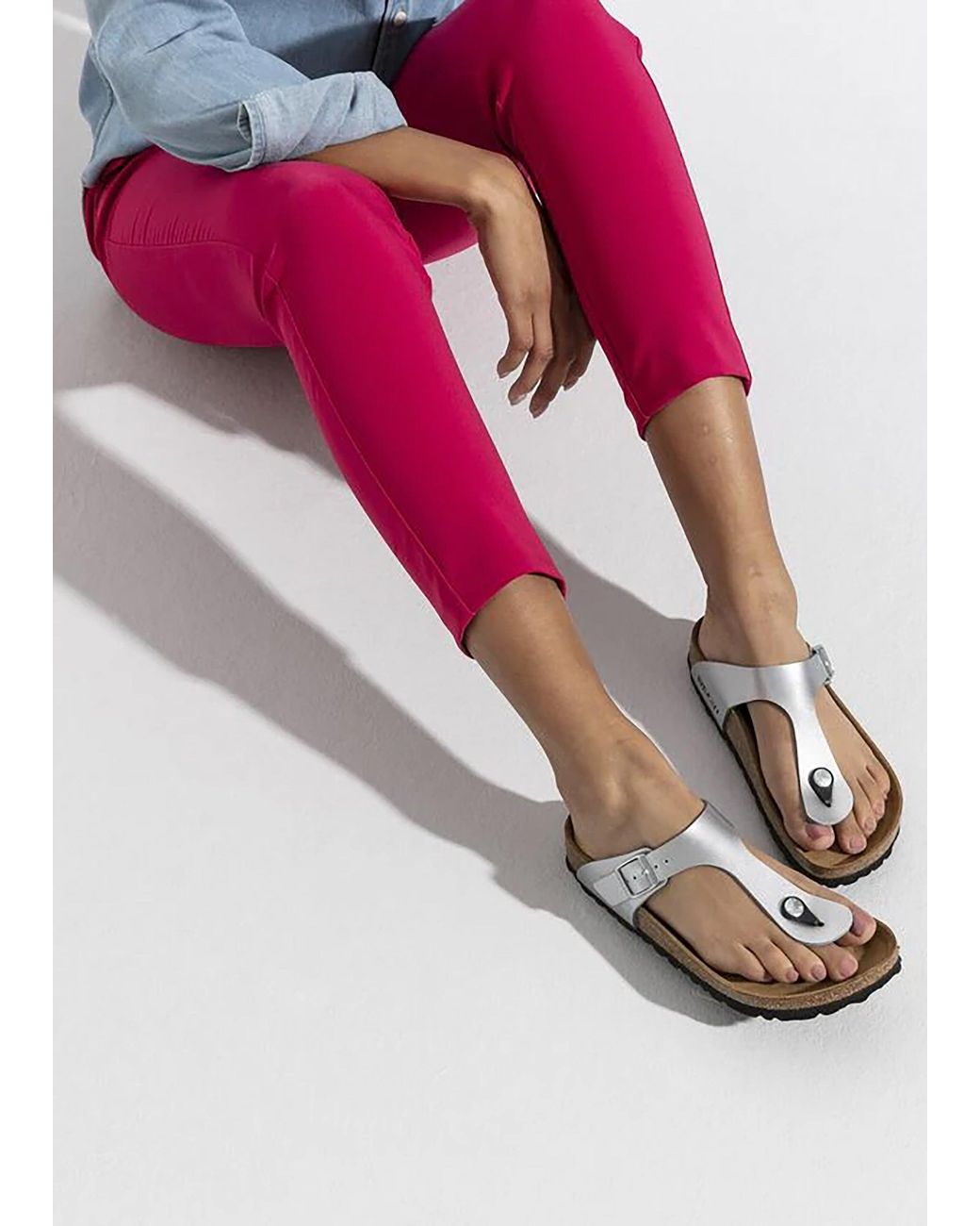 Birkenstock White Gizeh Birko-Flor Sandals