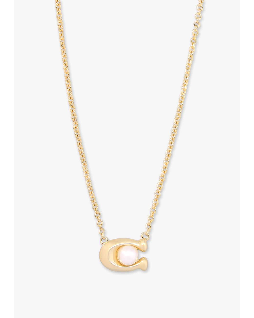 COACH Black Pearl C Stud & Necklace Set