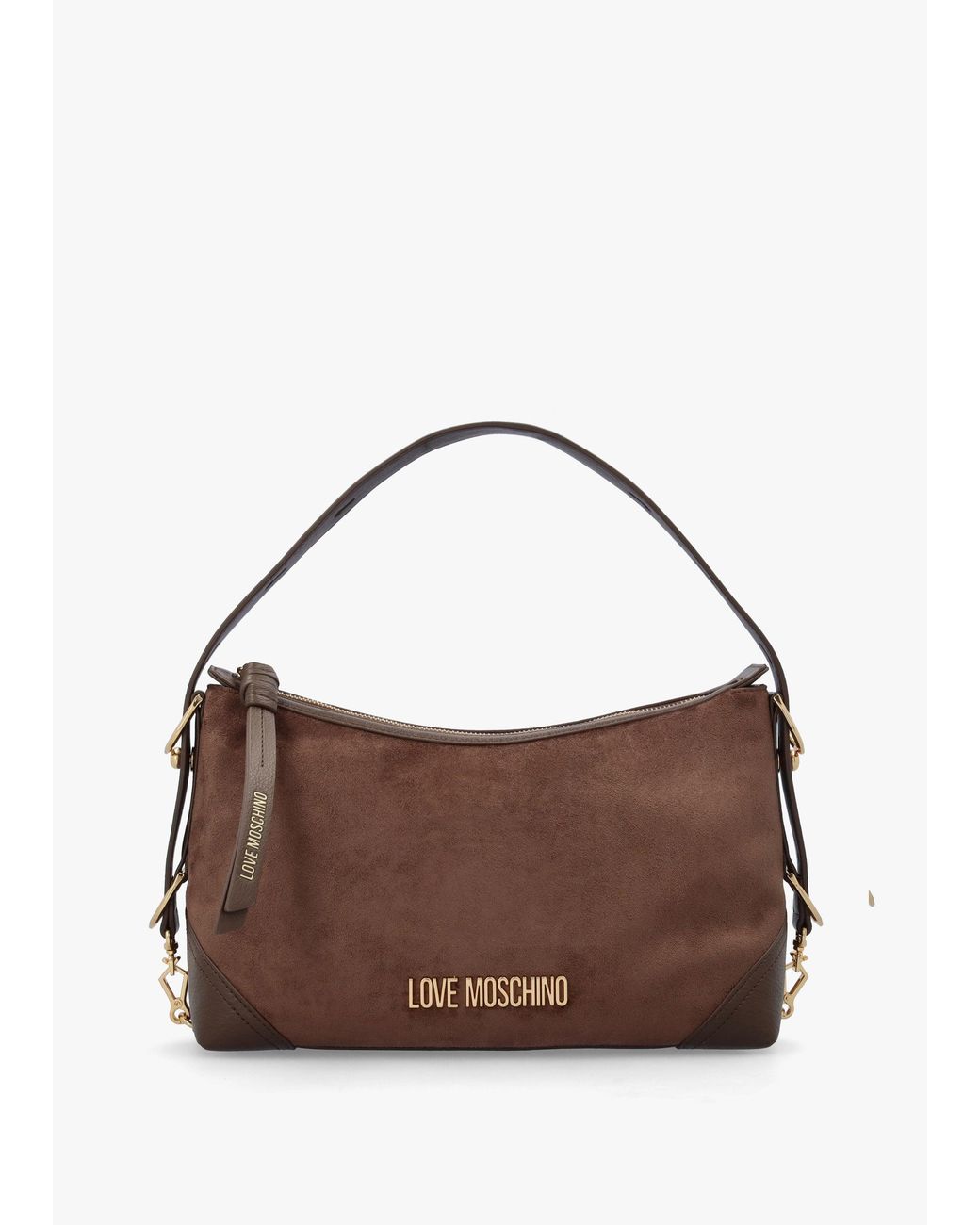 Love Moschino Brown Suedette Top Zip Shoulder Bag
