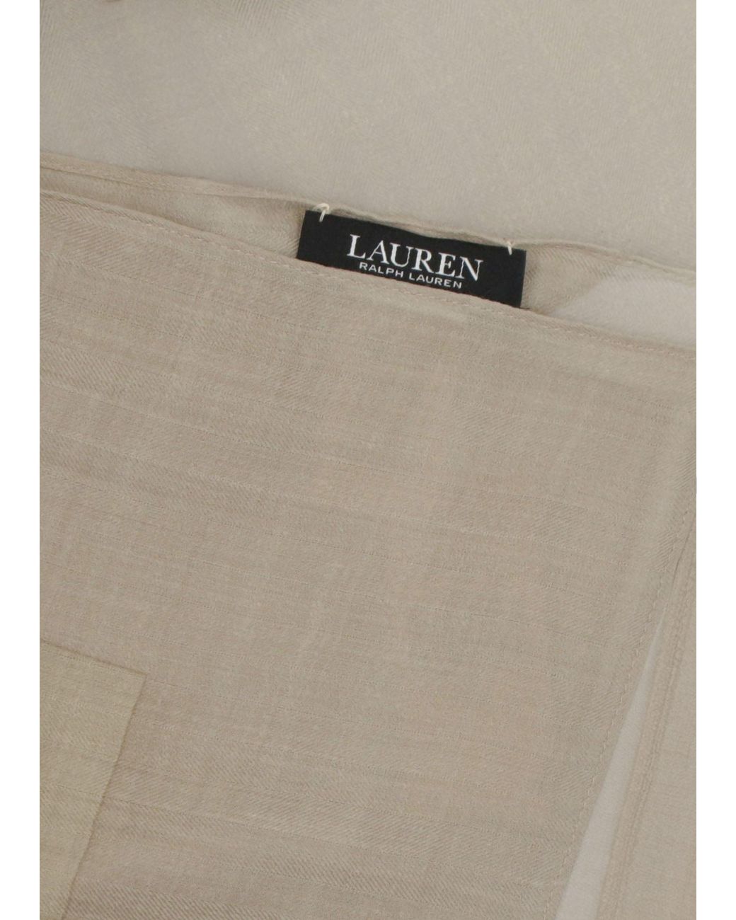 Ralph Lauren Natural Logo Jacquard Wool-Silk Taupe Square Scarf