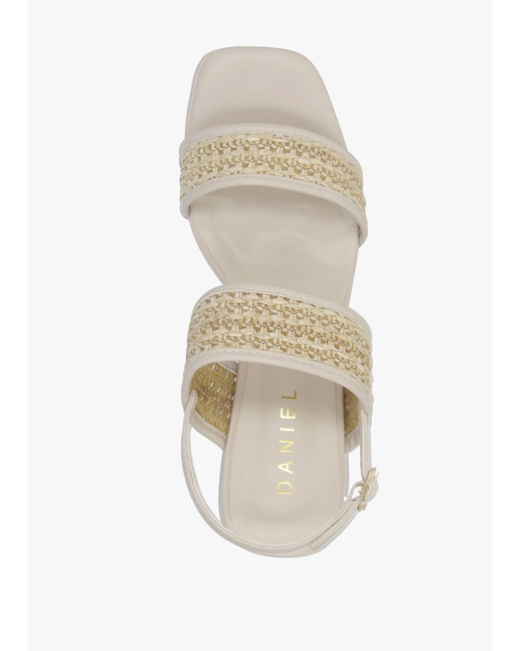 Daniel Natural Rebecca Woven Two Bar Mid-Block Heel Sandals