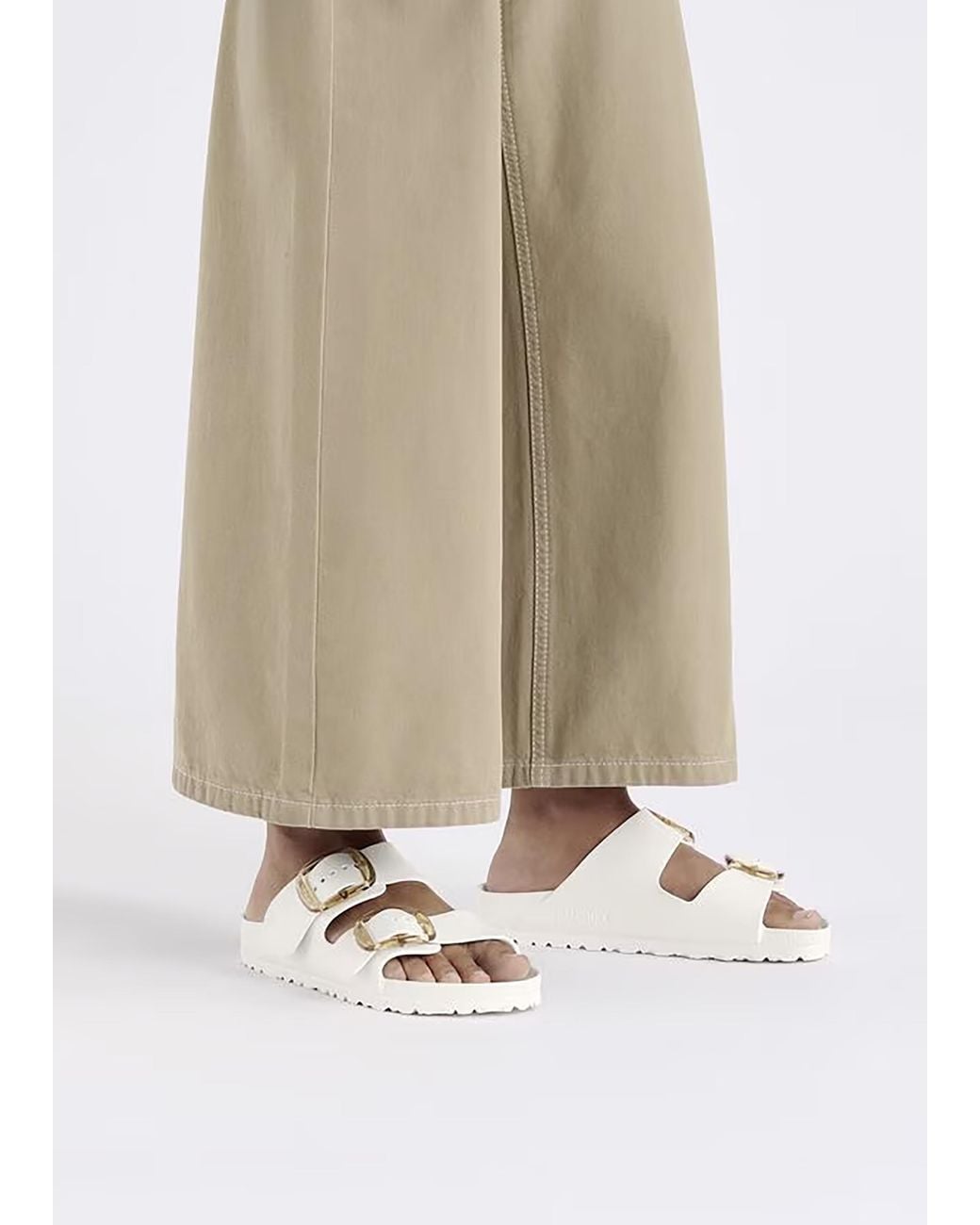 Birkenstock White Arizona Big Buckle Eva Eggshell Two Bar Mules
