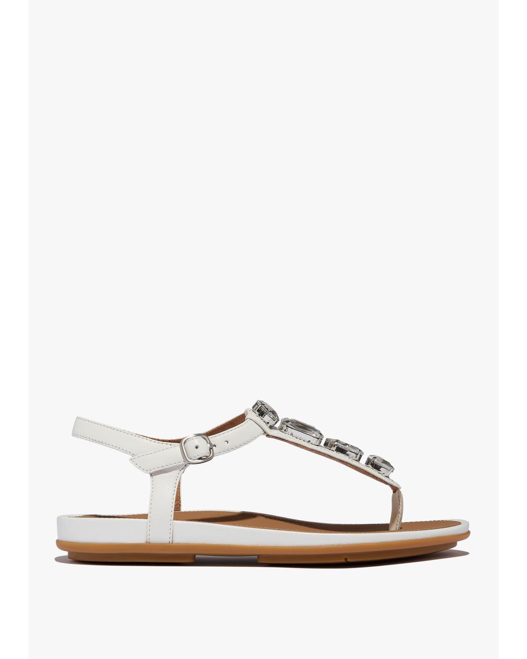 Fitflop White Gracie Ultra Jewel Ultra Leather T-Bar Sandals