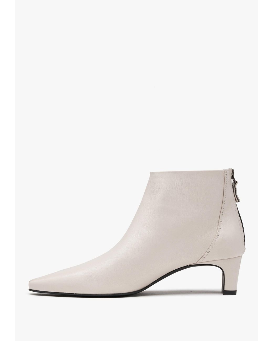 Daniel White Sedda Cream Leather Low Heel Ankle Boots