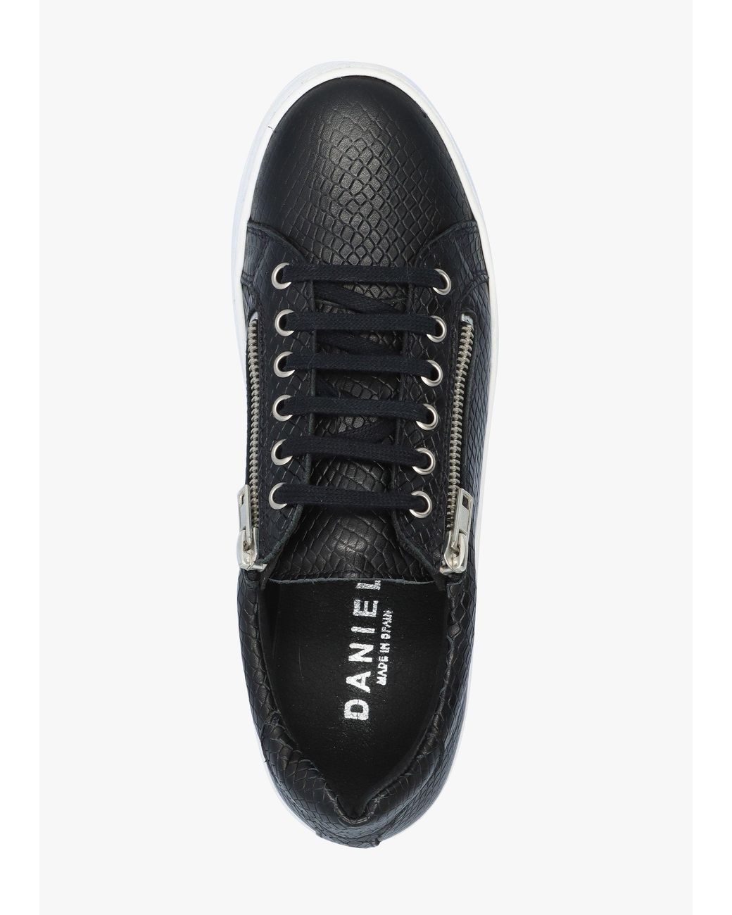 Daniel White Tippie Leather Reptile Double Zip Trainers