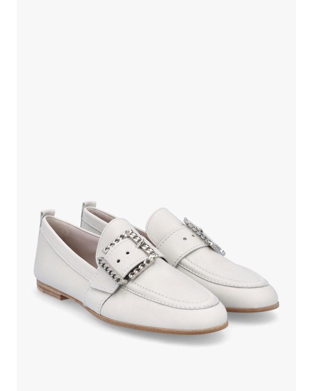 Kennel & Schmenger White Emma Leather Buckle Loafers