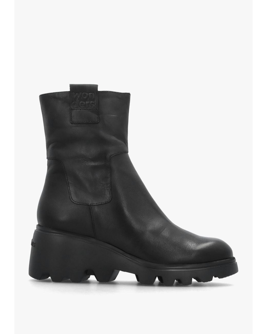 Wonders Black Wedge Ankle Boots