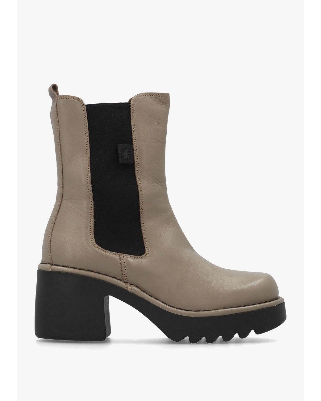 Fly London Brown Moya Leather Block Heel Chelsea Boots