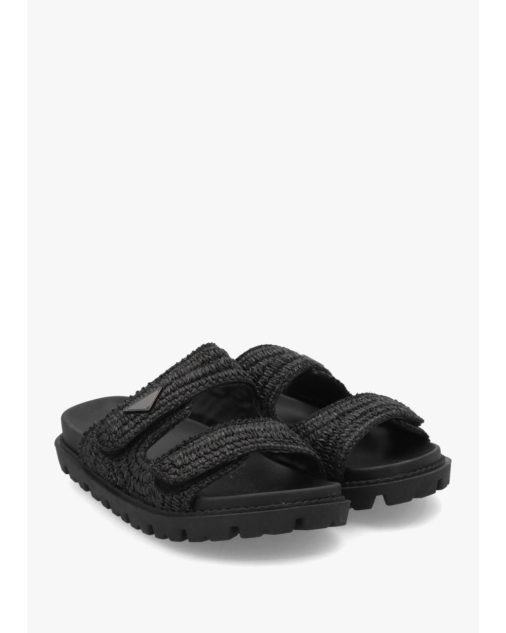 Daniel Black York Woven Straw Two Bar Chunky Mules