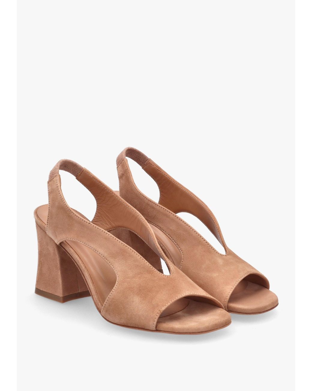 Daniel Multicolor Scoop Tan Suede Cut Away Shaped Heel Sandals