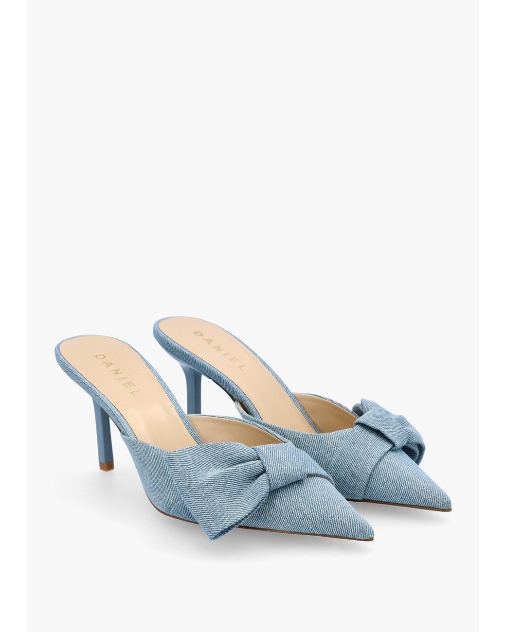 Daniel Blue Erose Denim Bow Heel Mules