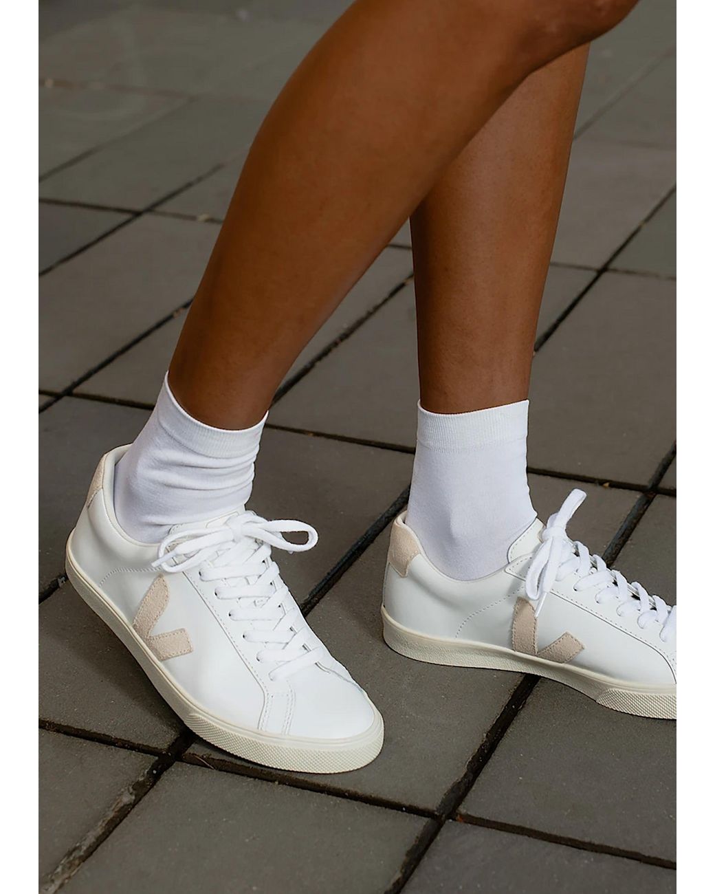 Veja White Esplar Logo Leather Extra Sable Trainers