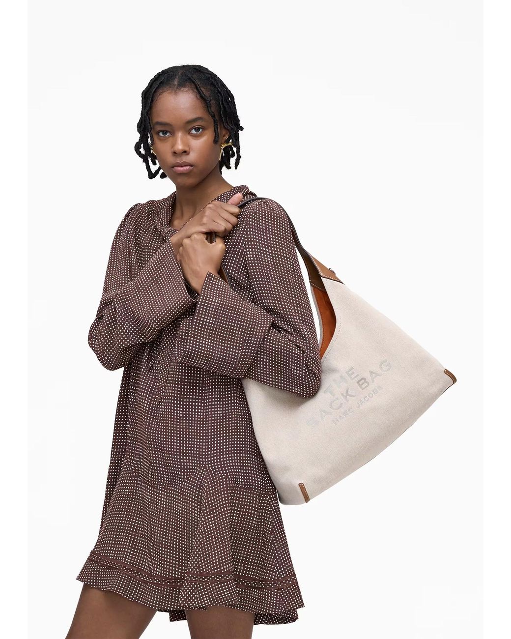 Marc Jacobs Natural The Leather Trim Canvas Belted Argan Oil Sack Bag