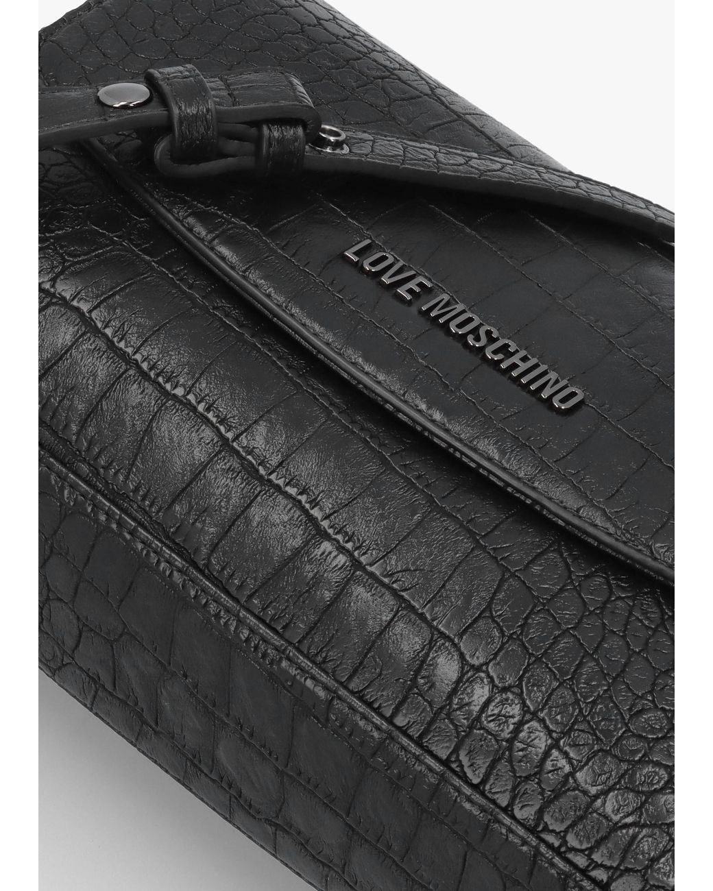 Love Moschino Black Moc Croc Shoulder Bag