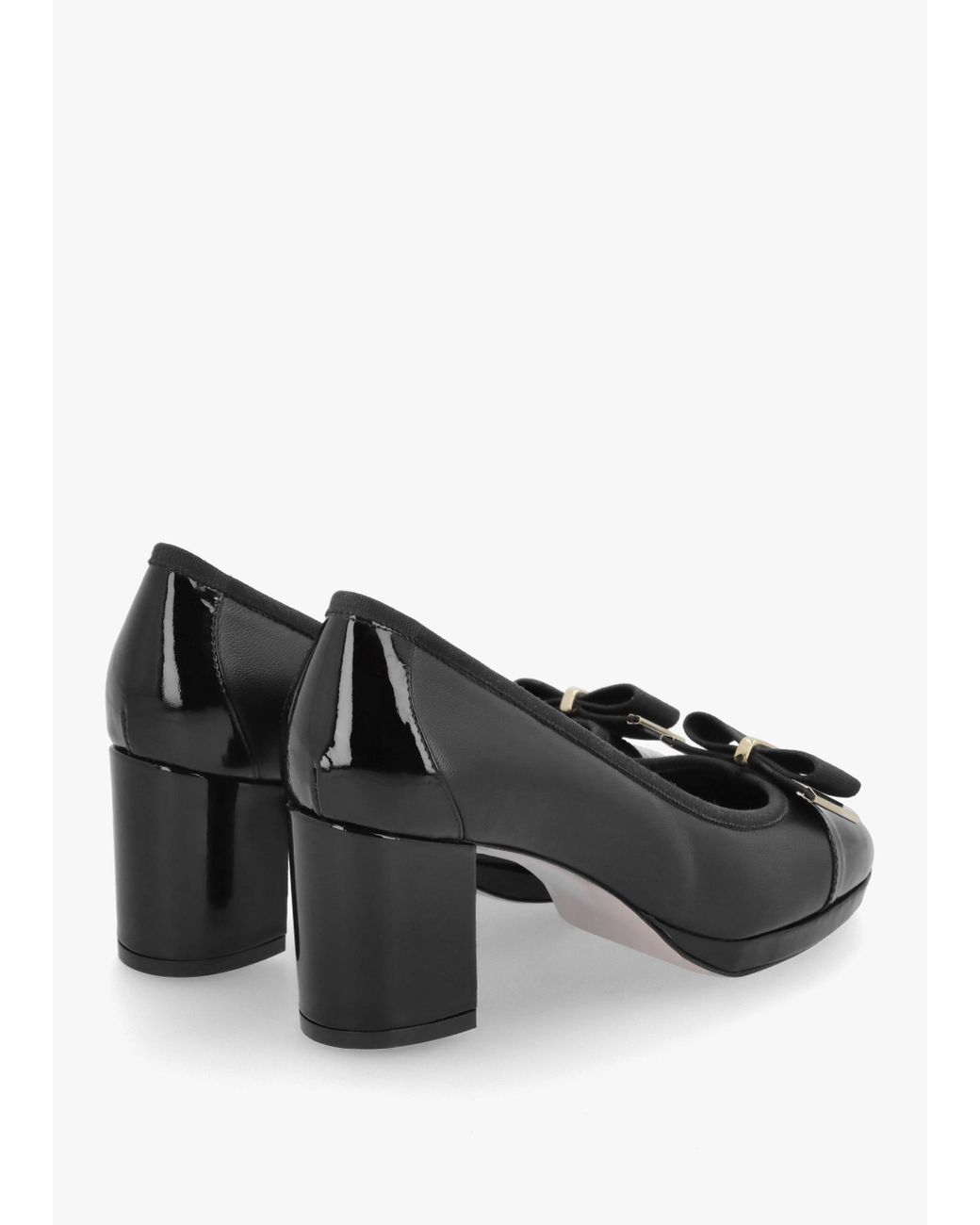 Daniel Paige Black Leather Block Heel Court Shoes