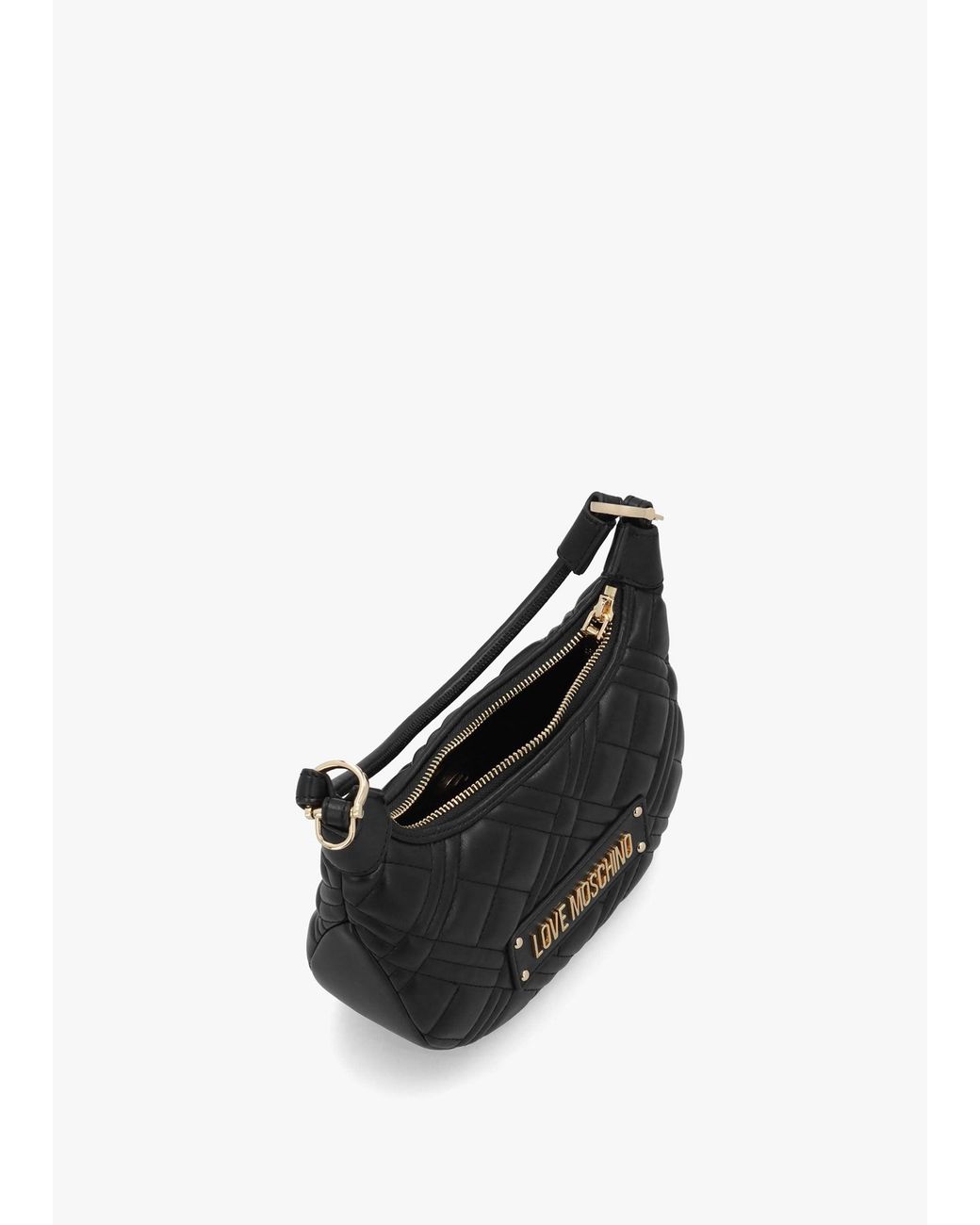 Love Moschino Black Mini Diamond Quilt Nero Hobo Bag