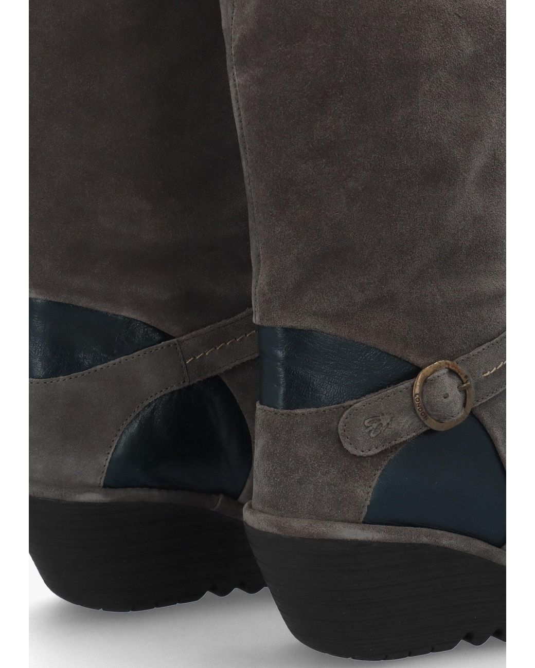 Fly London Black Yavu Wedge Knee Boots