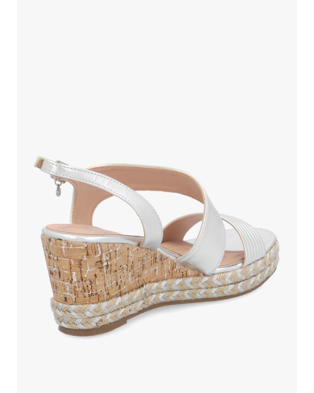 Moda In Pelle White Spotalia Cork Mid Wedge Sandals