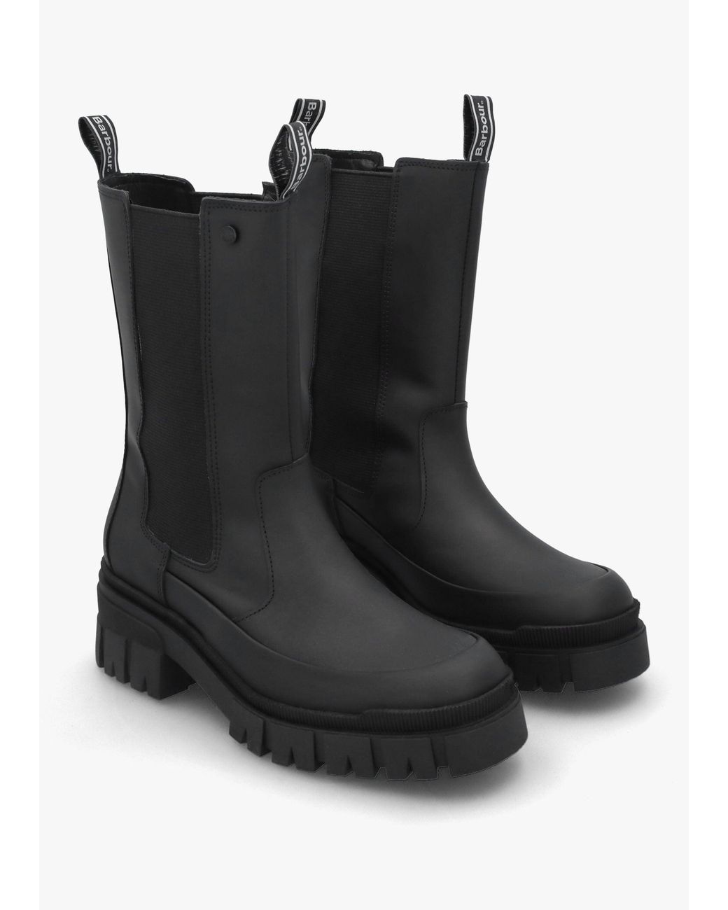 Barbour Black Sidneigh Rubberized Leather Chelsea Boots
