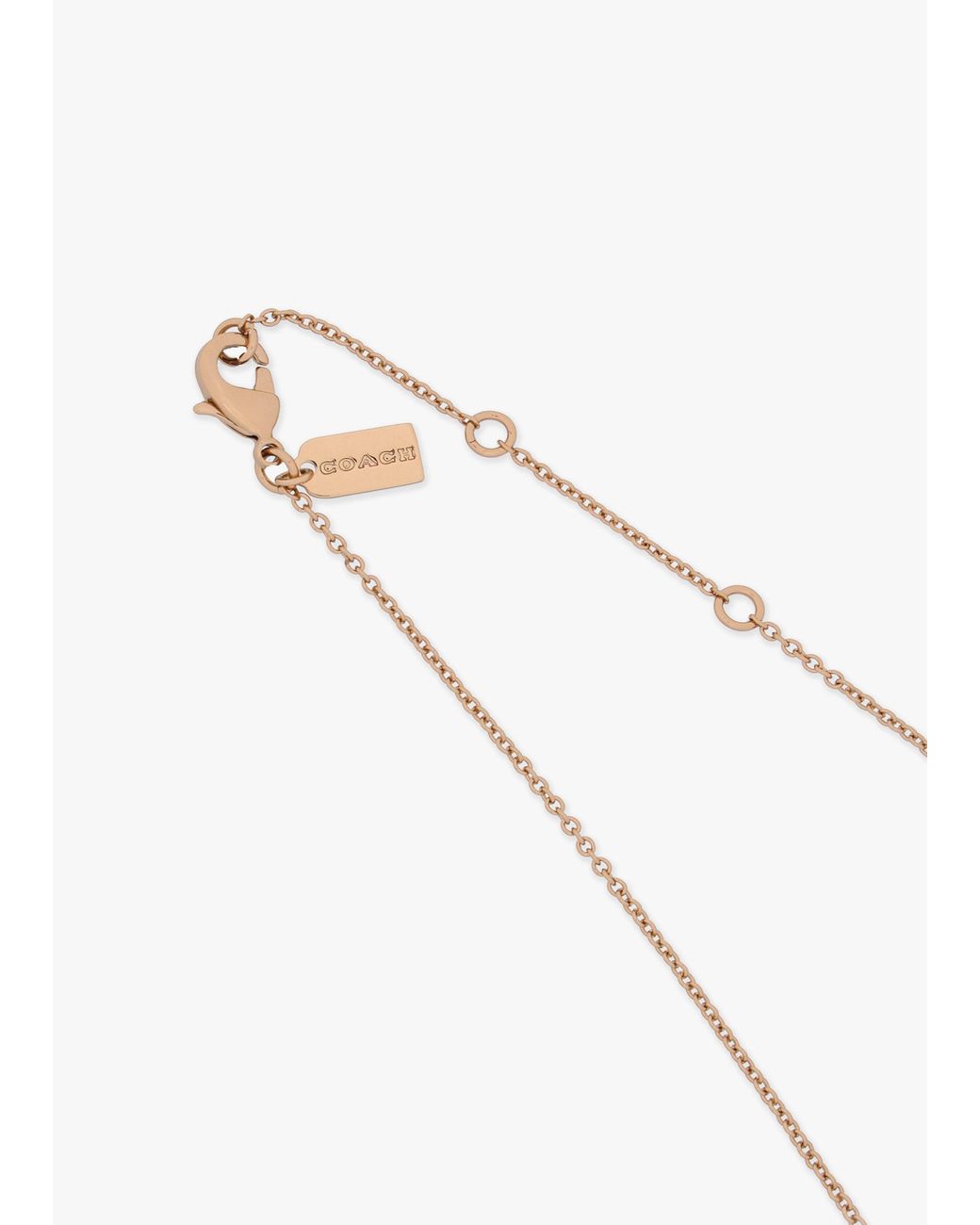COACH White C Logo Pearl Chain Necklace