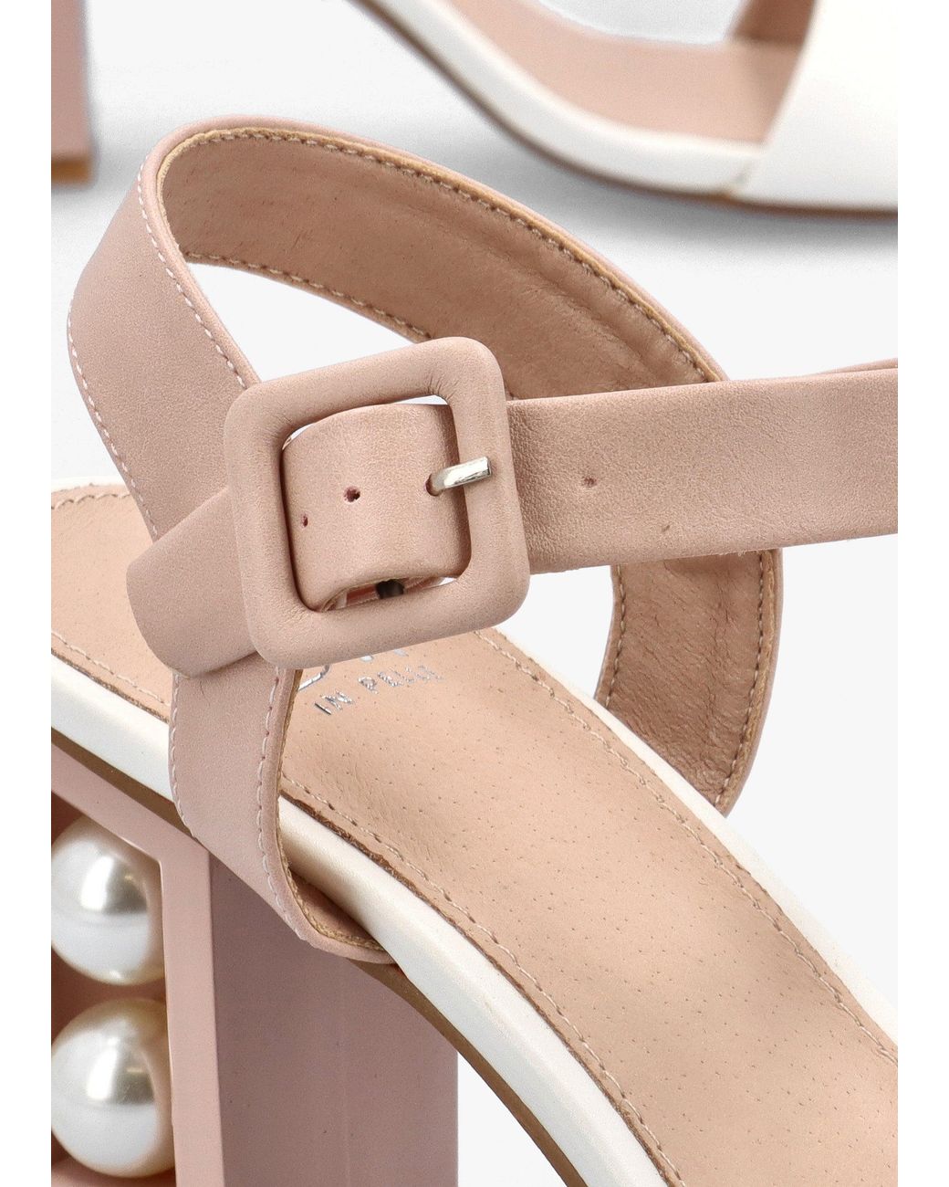Moda In Pelle White Sandypearl Nude & Leather Heeled Sandals
