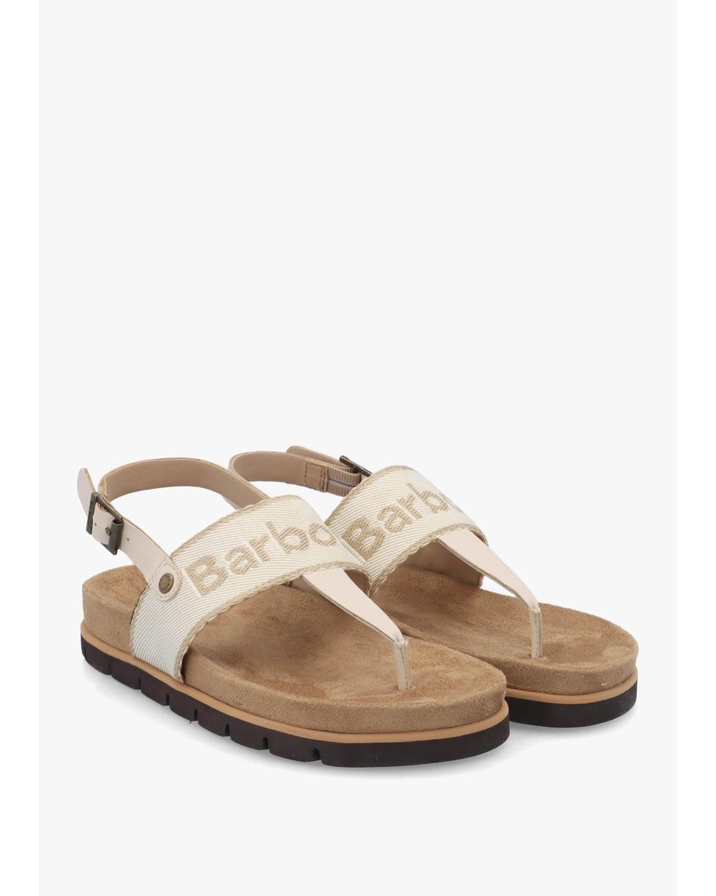 Barbour White Lumley Toe Post Sandals