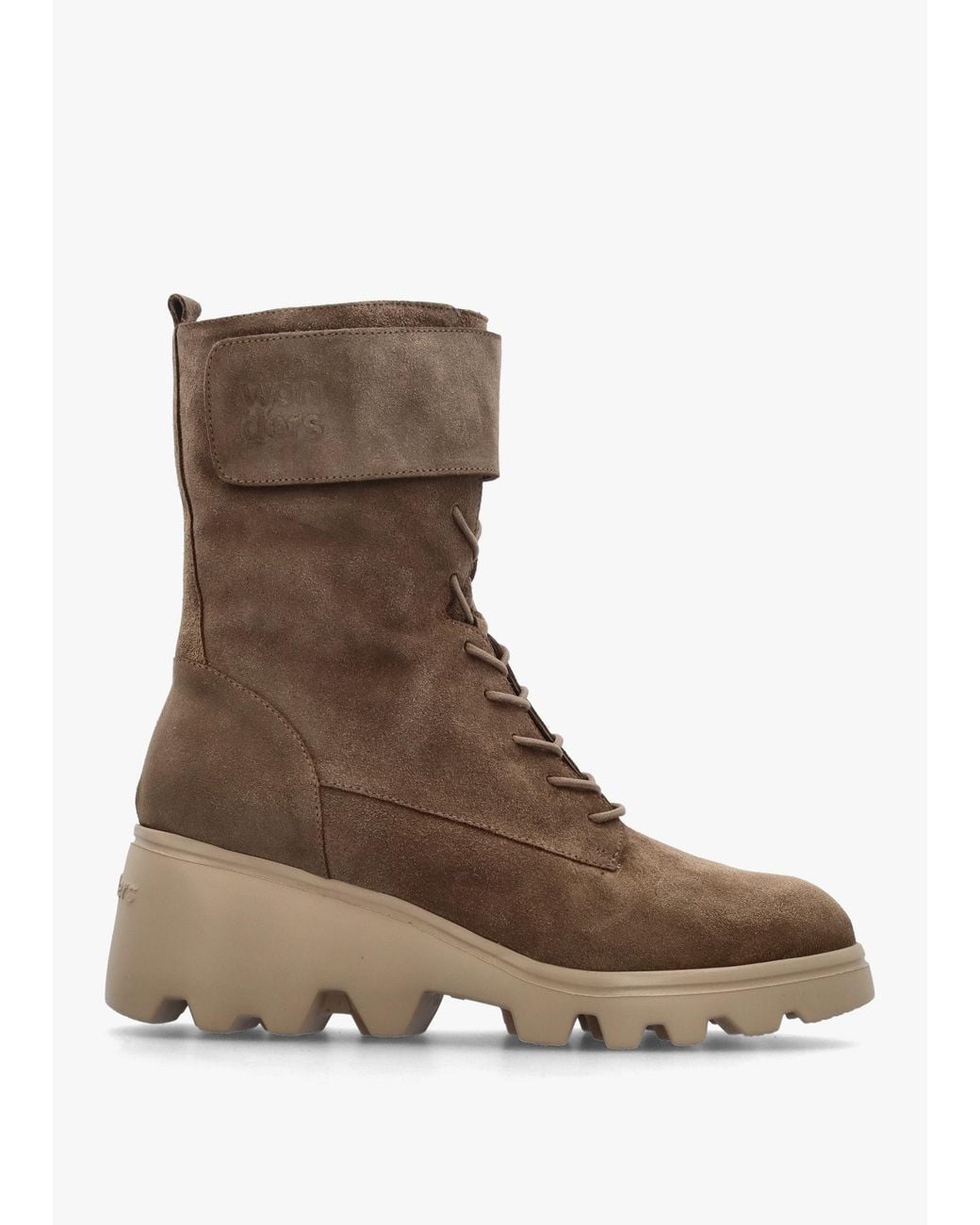 Wonders Brown Cleated Wedge Ankle Boots