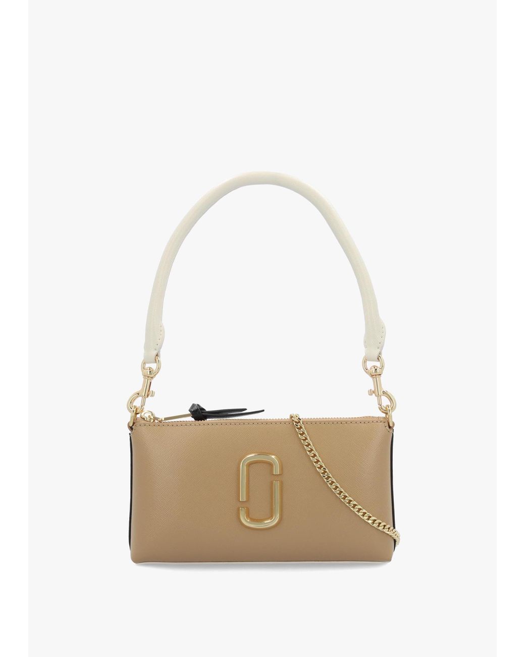 Marc Jacobs White The Snapshot Convertible Camel Multi Leather Shoulder Bag