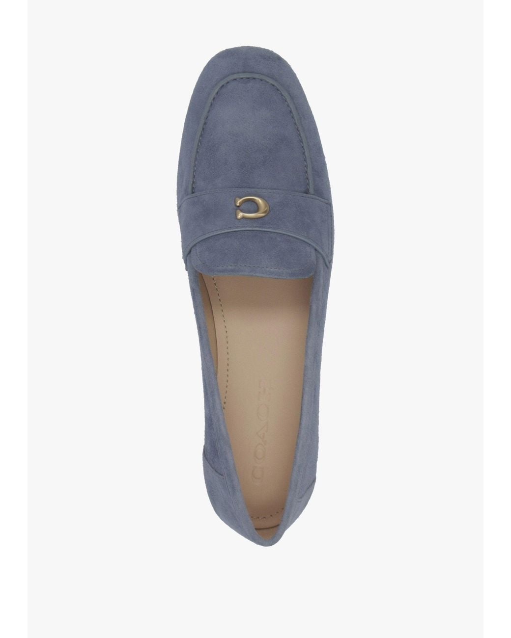 COACH Blue Sculpted C Light Denim Suede Loafers