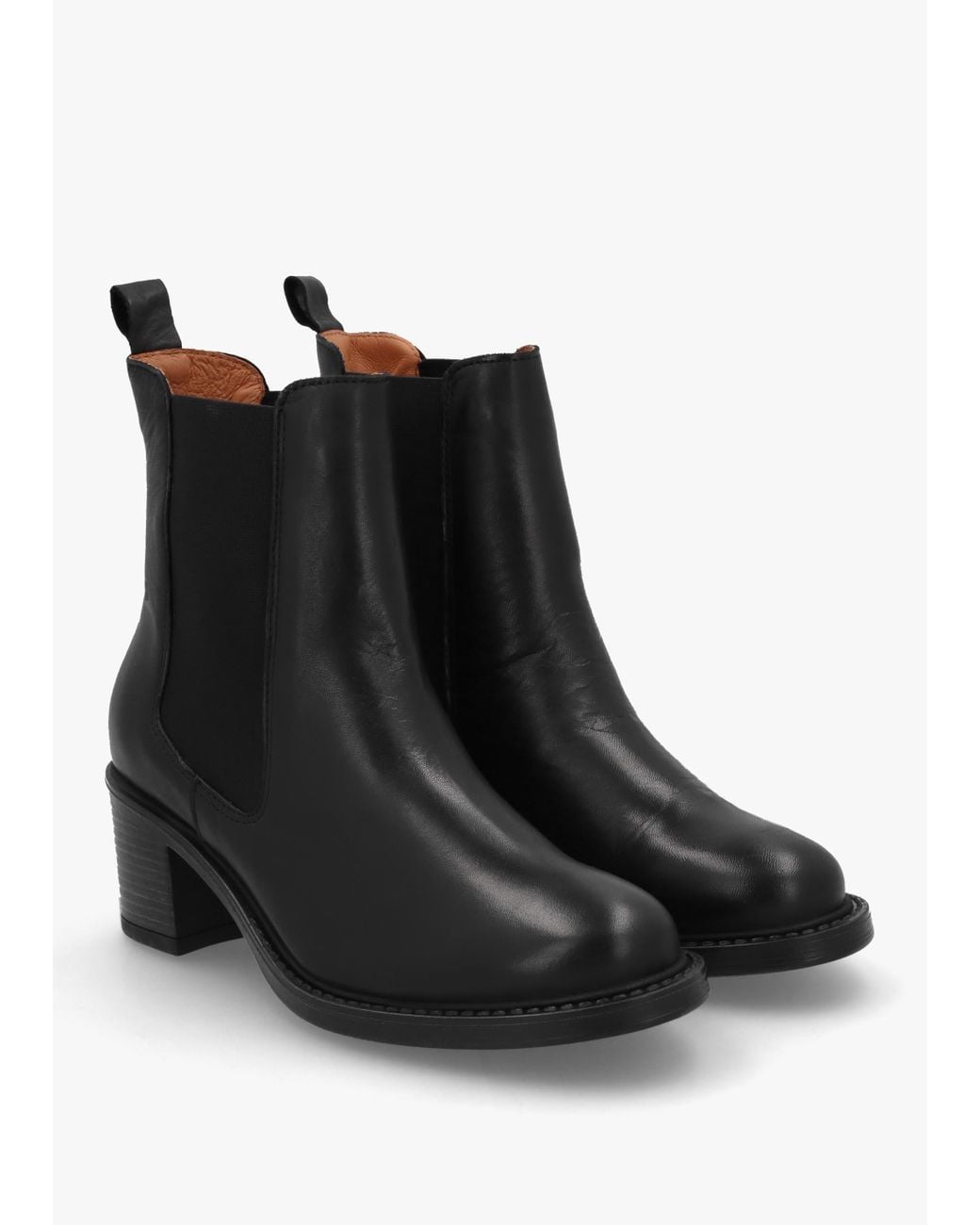 Daniel Ichels Black Leather Block Heel Chelsea Boots