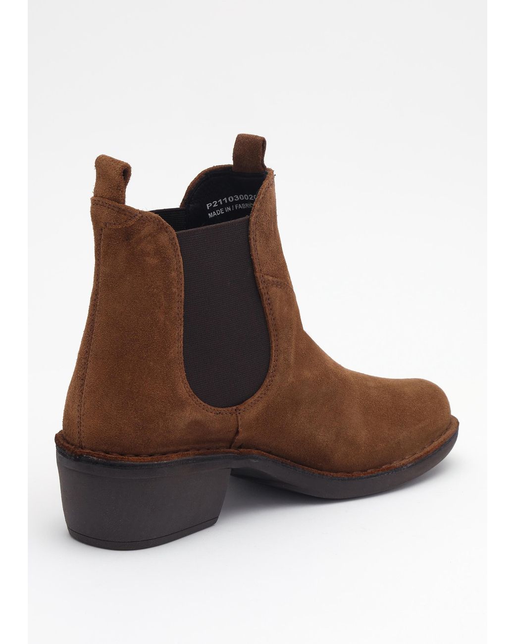 Fly London Brown Meme Tobacco Suede Block Heel Chelsea Boots