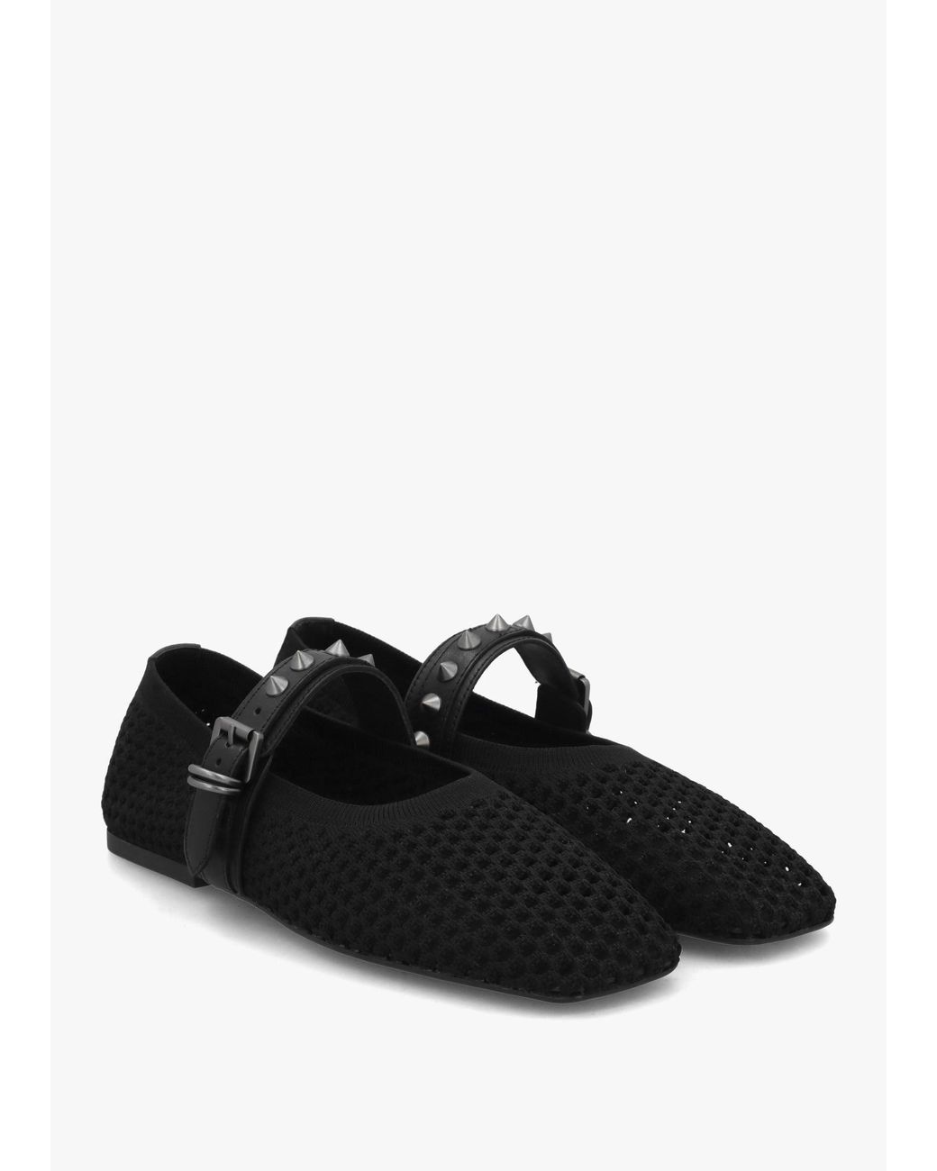 Ash Black Bijoux Woven Studded Ballet Pumps
