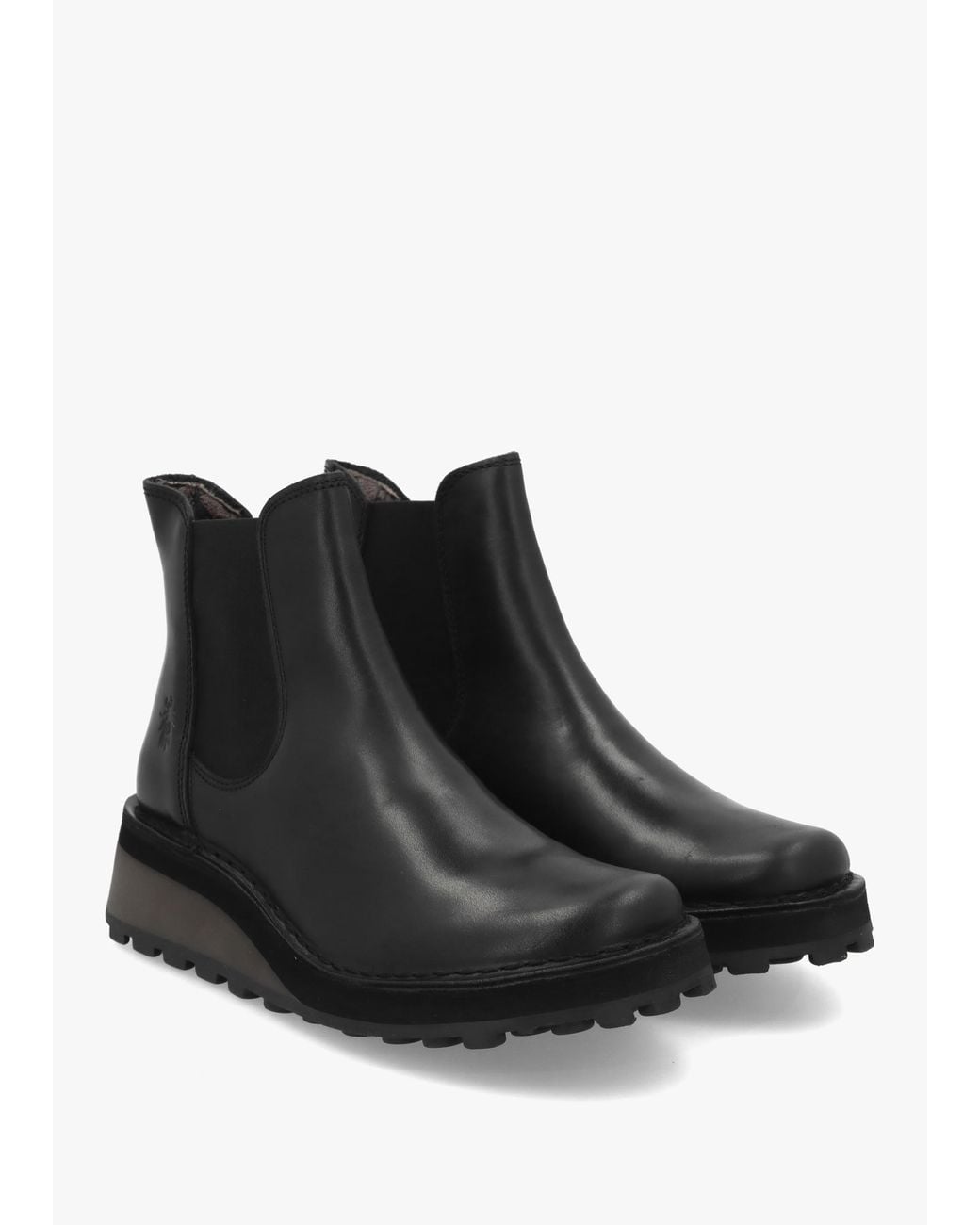 Fly London Black Huud Low Wedge Chelsea Boots