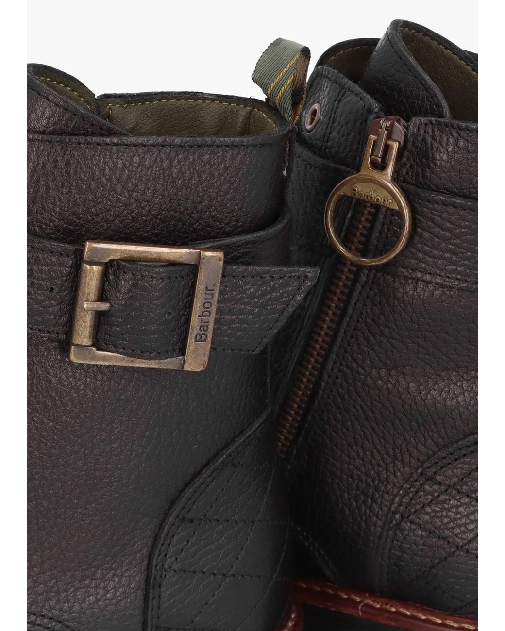 Barbour Black Heidi Pebbled Leather Camando Ankle Boots