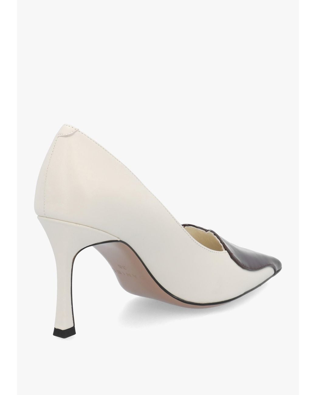 Daniel White Elove Off Leather Heart Toe Cap Court Shoes