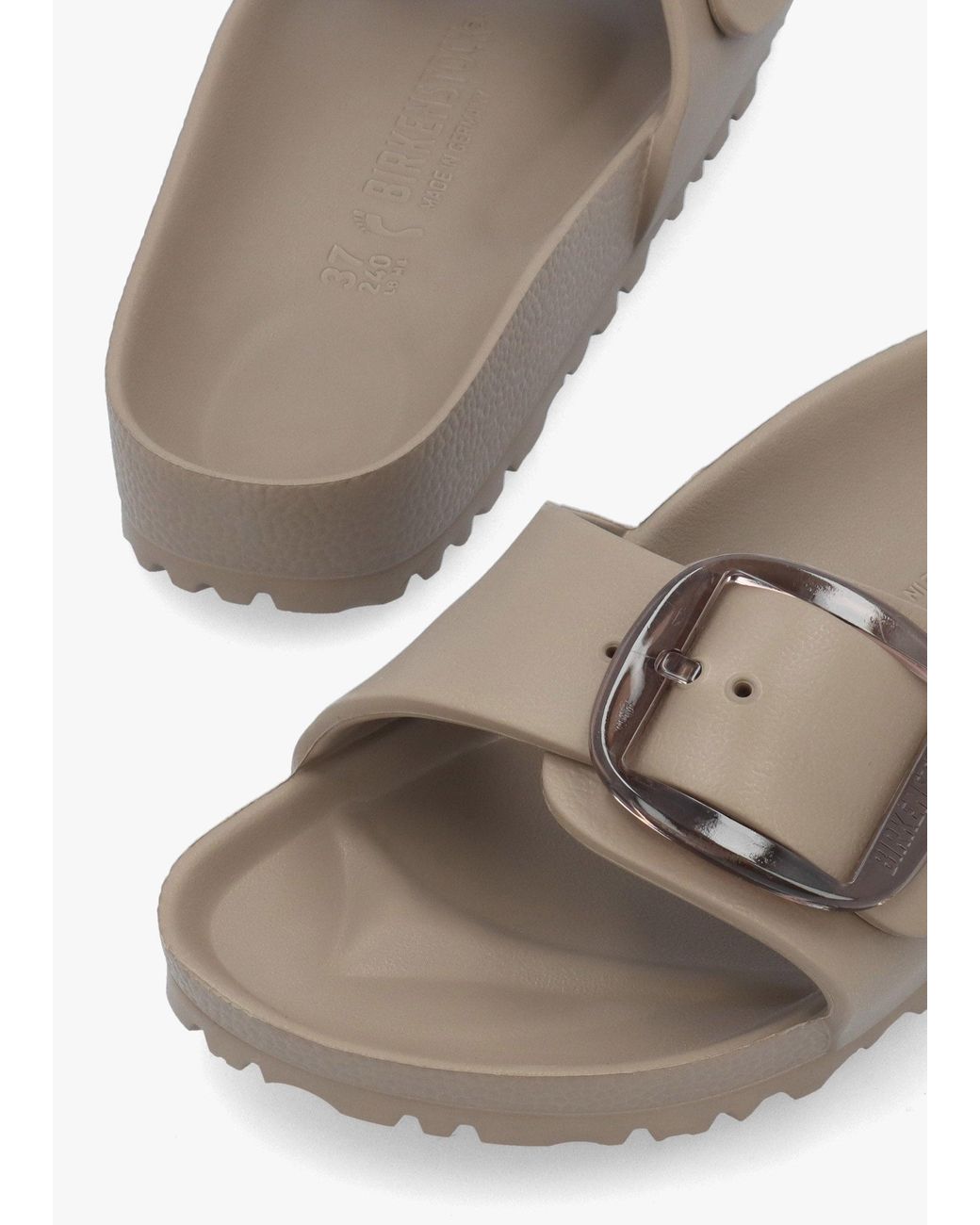 Birkenstock White Madrid Eva Big Buckle Taupe Mules