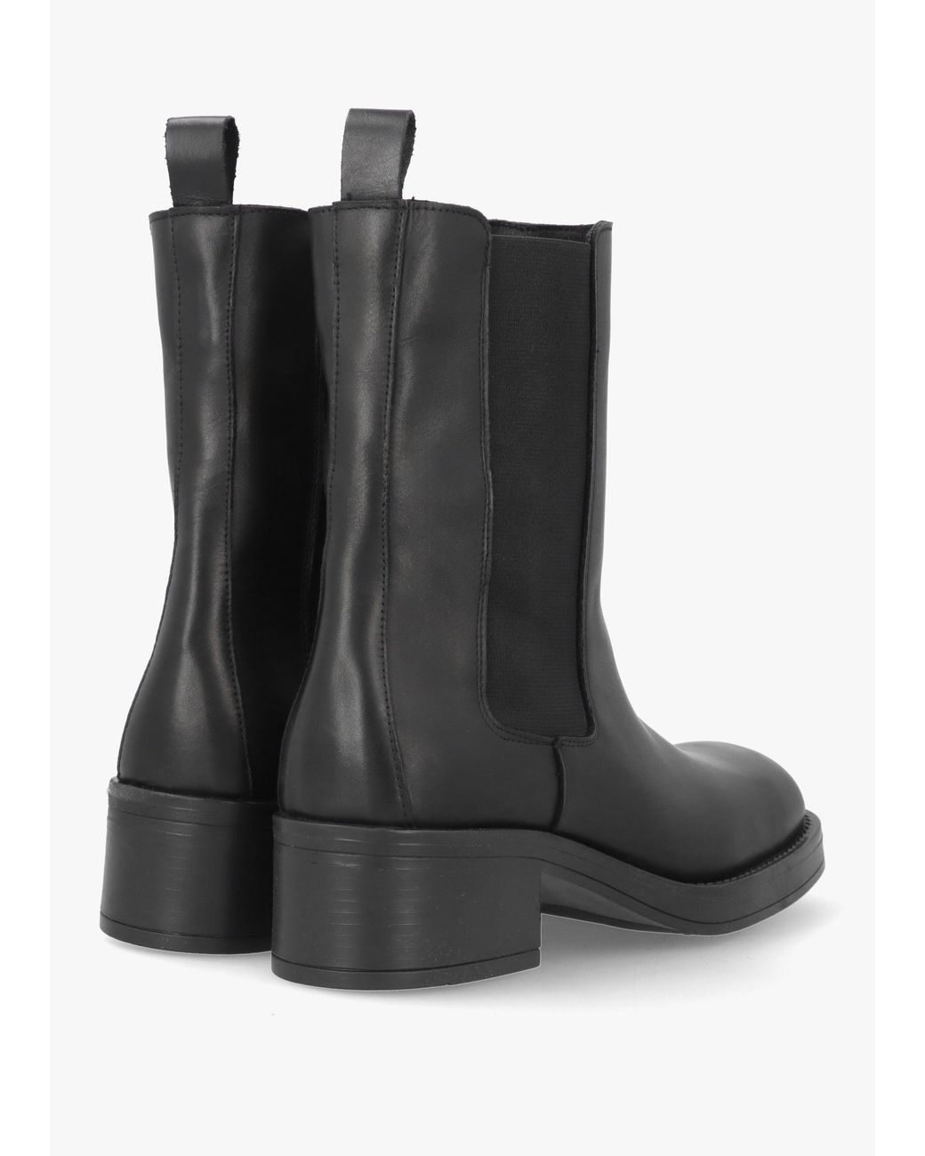 Daniel Black Curved Square Toe Block Heel Chelsea Boots