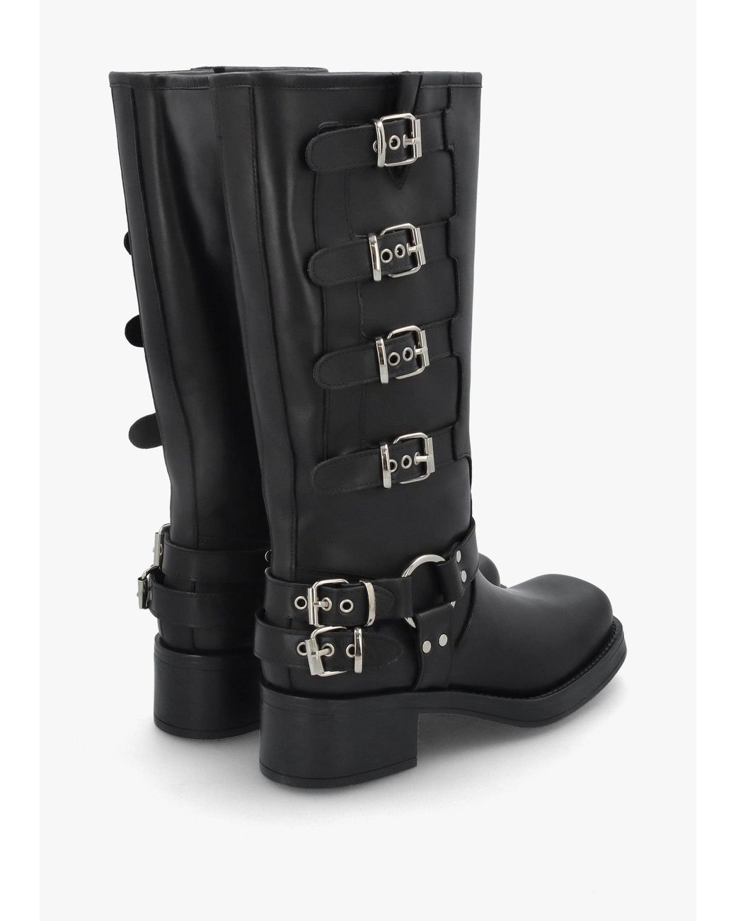 Daniel Black Multi Buckle Biker Knee Boots