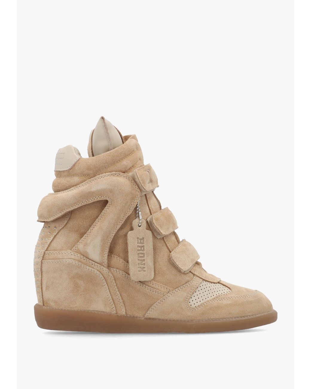 Bronx Natural Jae-Yy Sand Suede High Top Wedge Trainers