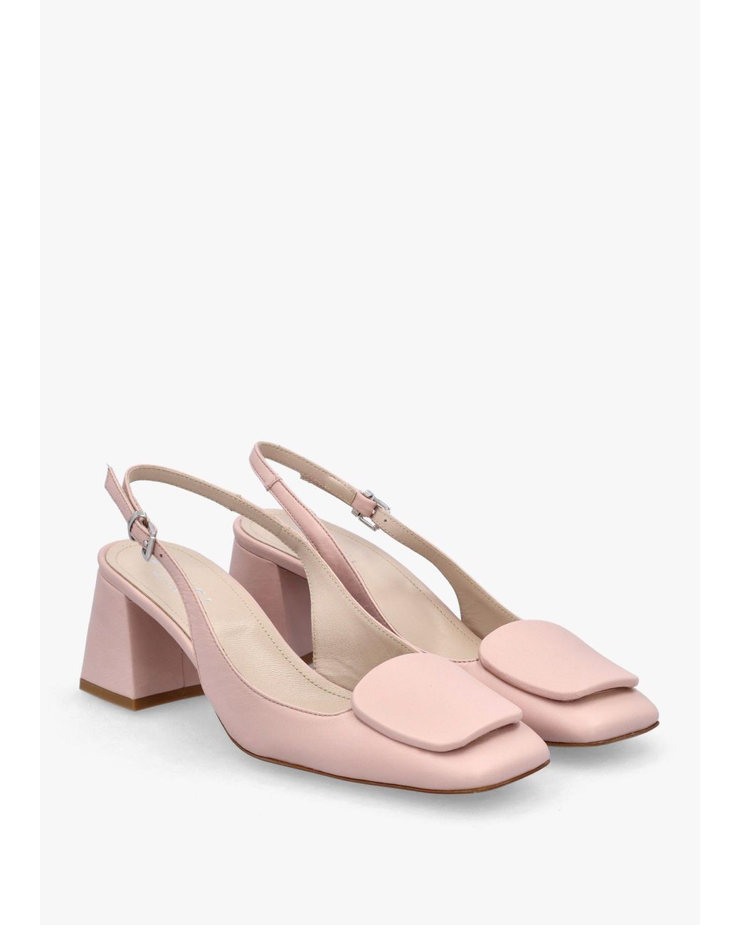 Daniel Pink Nessie Nude Leather Block Heel Sling Backs