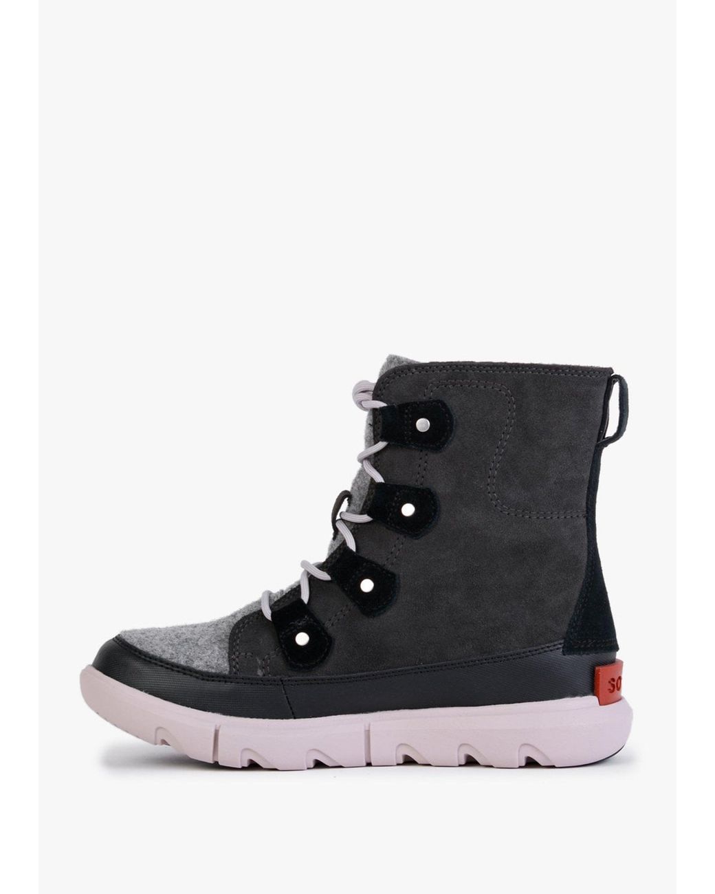 Sorel Black Explorer Ii Joan Felt Jet Vapor Suede Ankle Boots